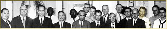 Sme of the members of the Ninth District Coat Guard Civil Engineering Office in September 1965. Jim Woodward is third from the right. Click to view enlarged image.